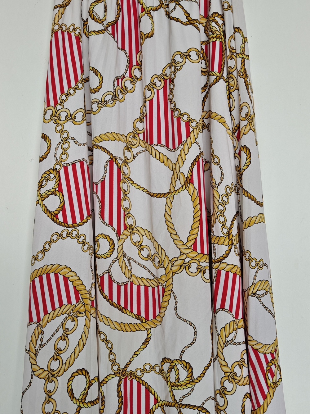 Babaton Red & Gold Chain-Print Maxi Skirt